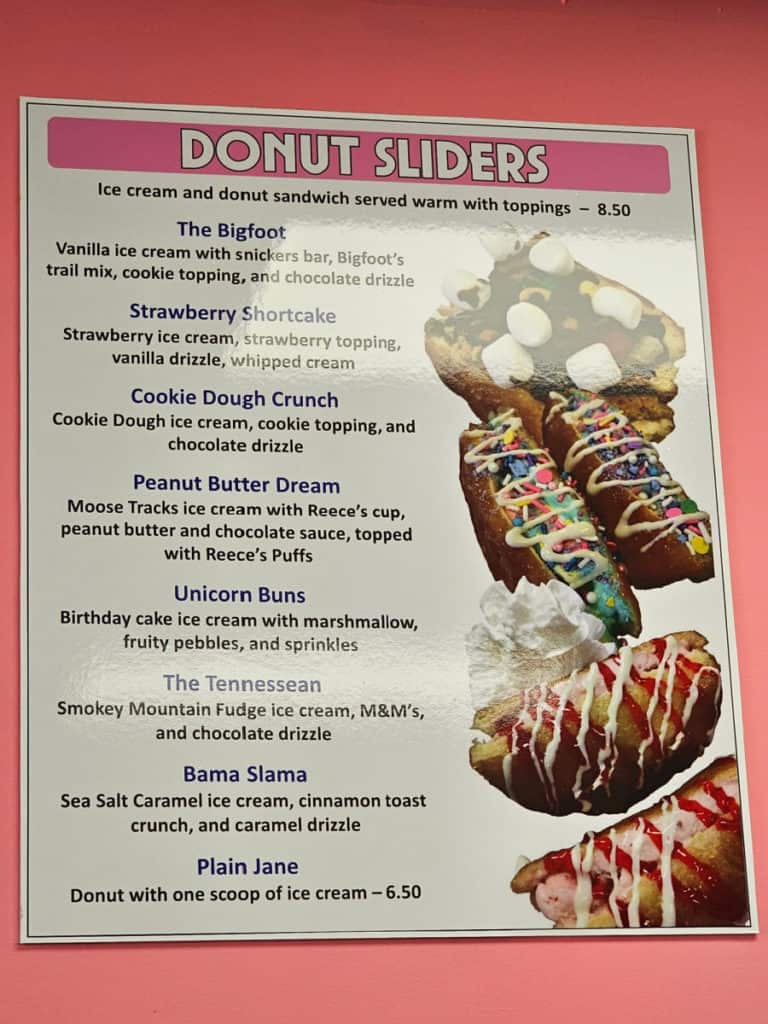 Donut Sliders Menu with picture's of donuts and menu information 