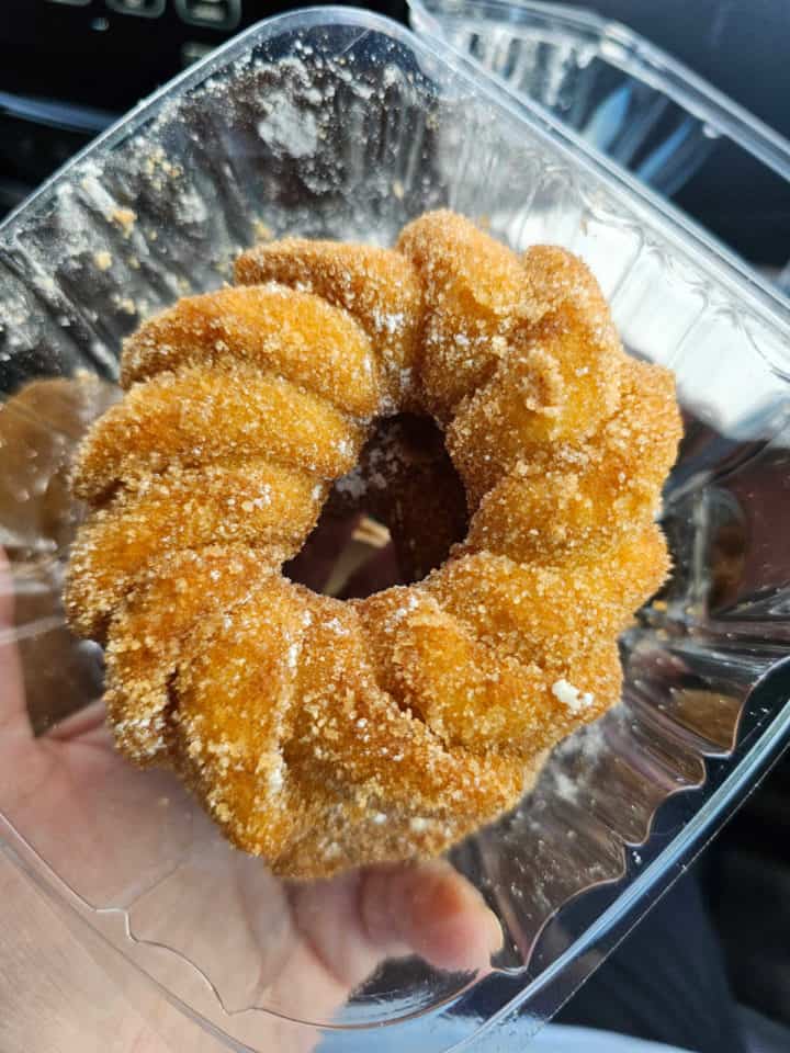 circle donut in a plastic container