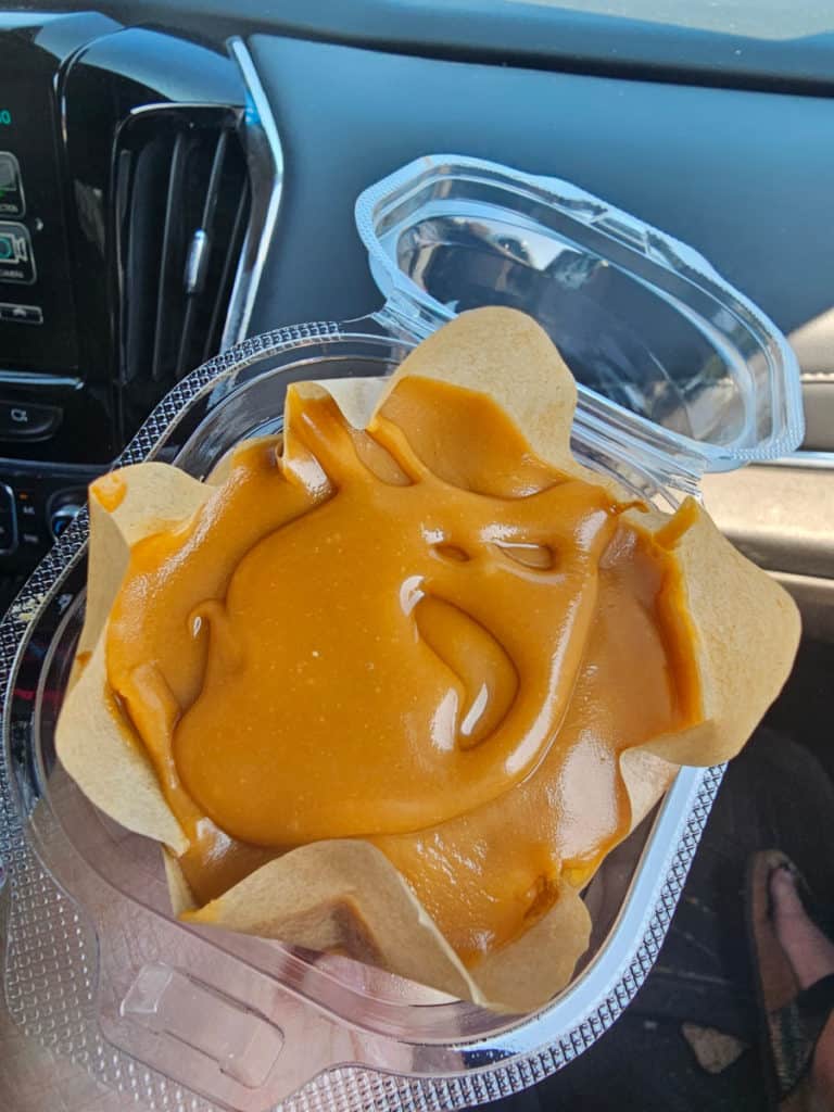 caramel cupcake in a plastic container from Deep South Cake Co
