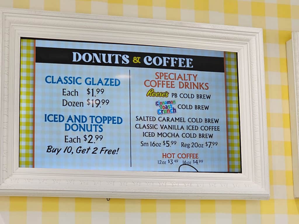 Donuts and Coffee Menu at Daisy's Donuts