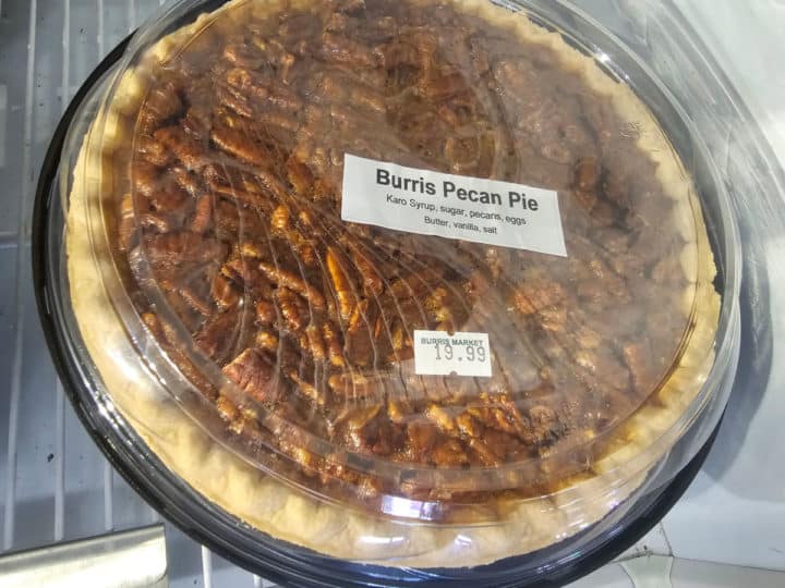 Burris Pecan Pie in a plastic container