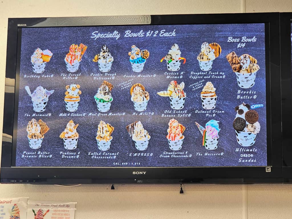 Specialty ice cream bowls menu with pictures at The Yard Milkshake Bar
