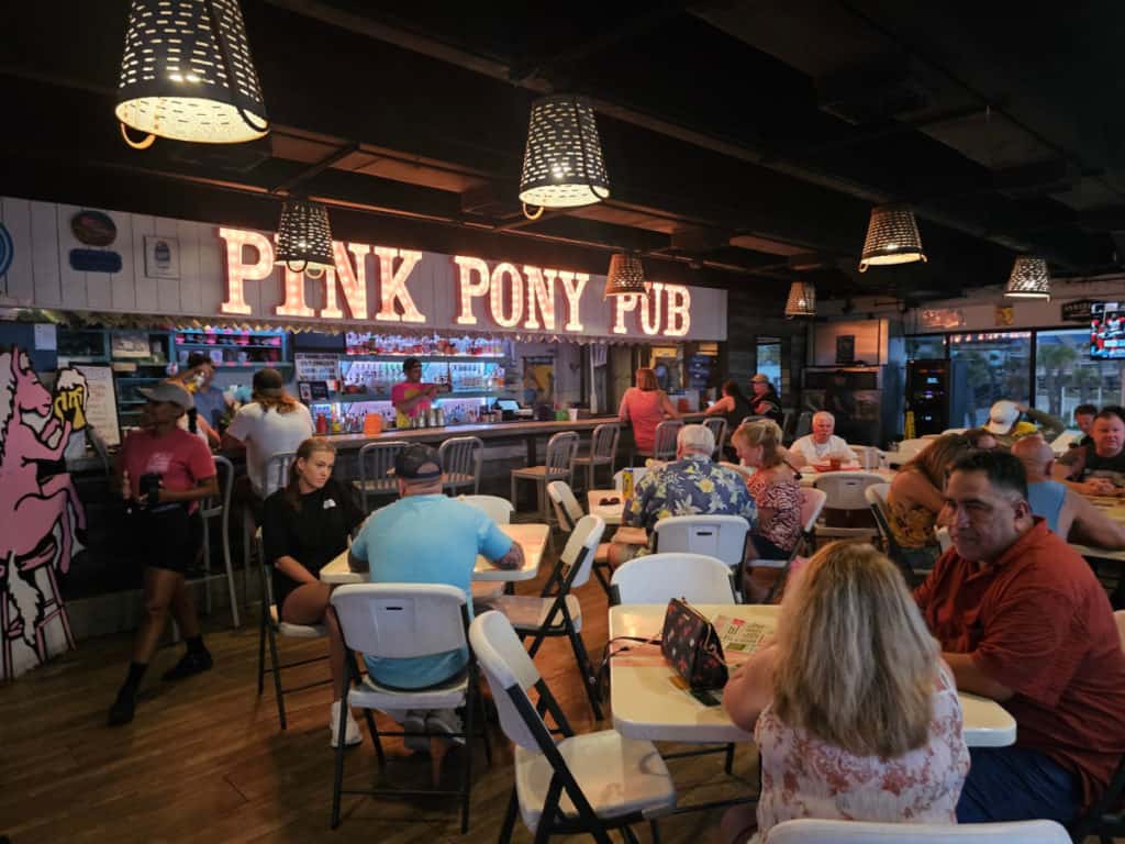 inside seating at the Pink Pony Pub with the bar