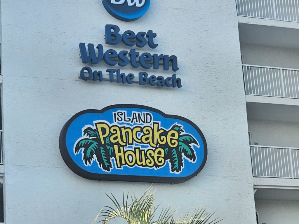 Island Pancake Sign with Best Western on the Beach, Gulf Shores
