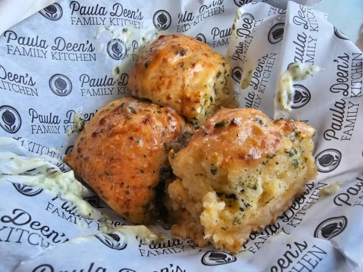 herb buttered biscuits in a Paula Deen Family Kitchen lined basket