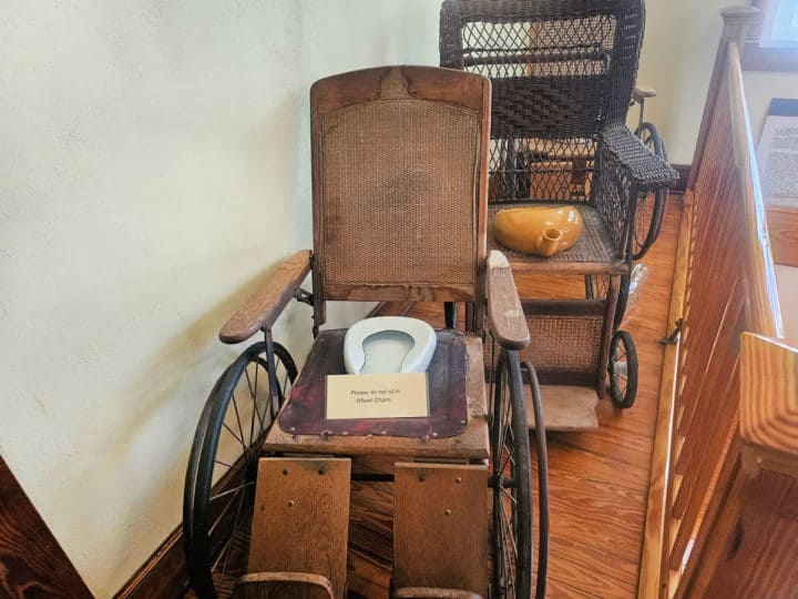 historic wheel chairs and chamber pots