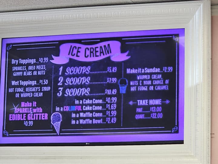 Sweet cone Alabama menu with prices