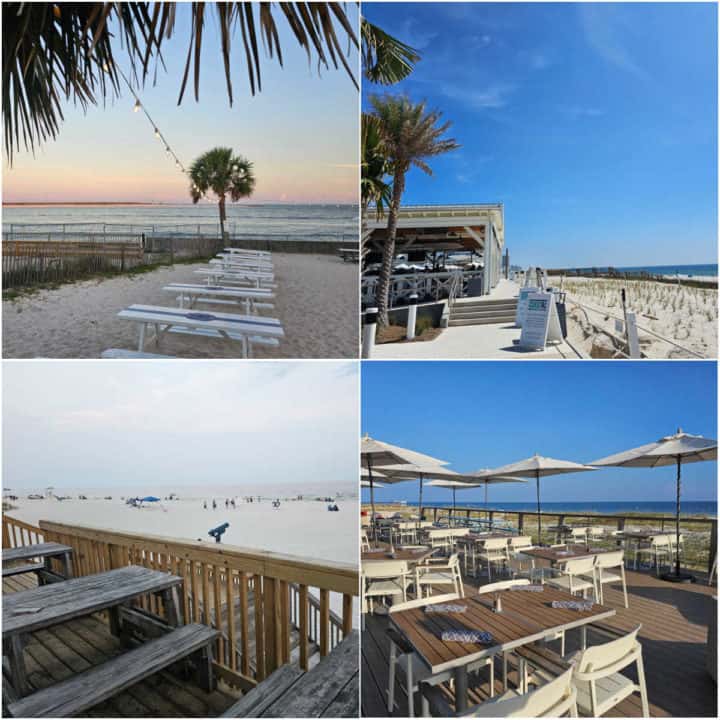 Collage of Gulf Shores and Orange Beach restaurants on the water