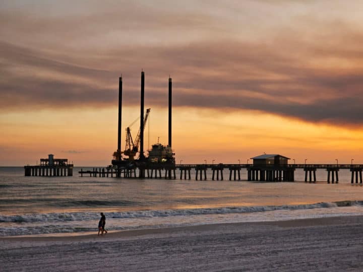 Repairs being made to the Gulf State Park Pier, February 2024 