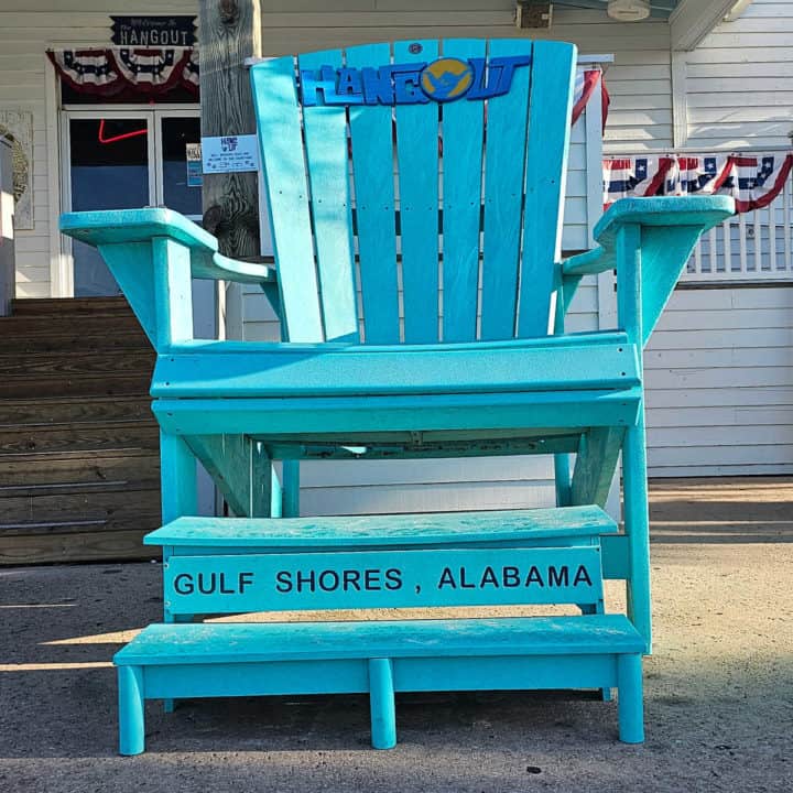 Giant Adirondack Chair outside of The Hangout