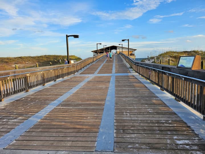 walkway leading up to the gulf state park pier