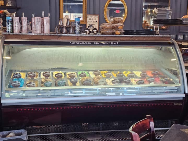 Gelato and sorbet in a display