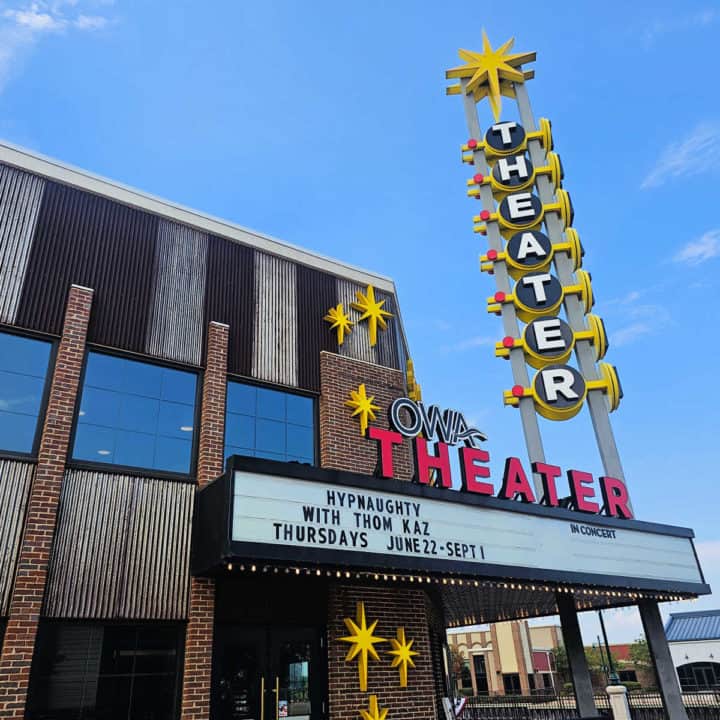OWA Theater sign with light up theater and star