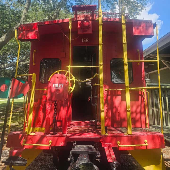 Bright red caboose