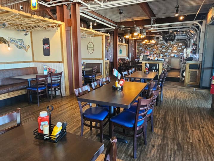 indoor seating with tables and chairs 