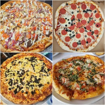 Collage of four pizzas