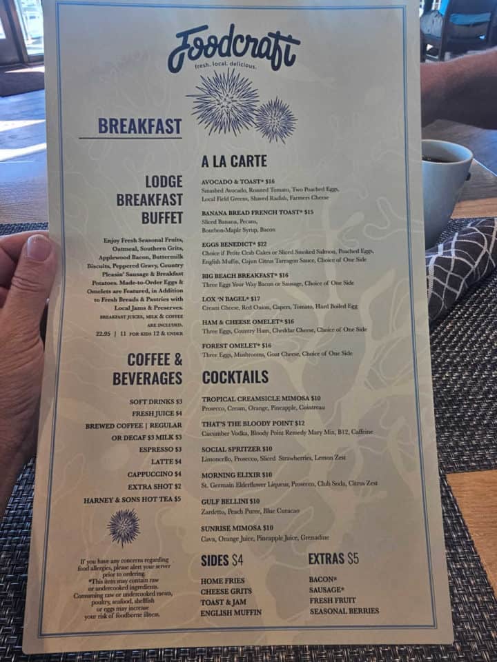 Breakfast menu with FoodCraft logo