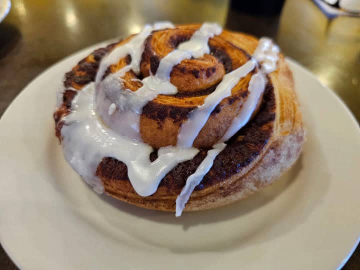 Cinnamon Roll on a white plate