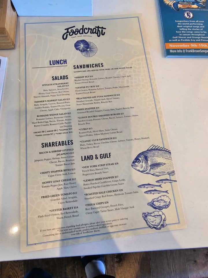 Lunch menu with FoodCraft menu