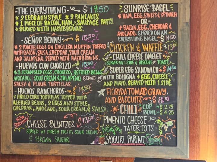 chalkboard with menu specials