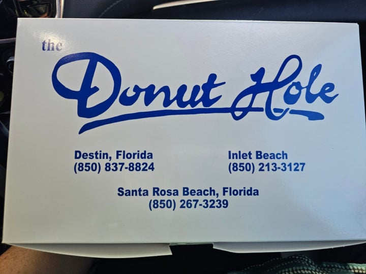 The Donut Hole printed on a white box