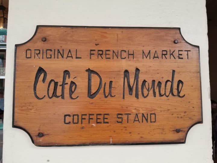 Original French Market Cafe Du Monde Coffee Stand wooden sign. 