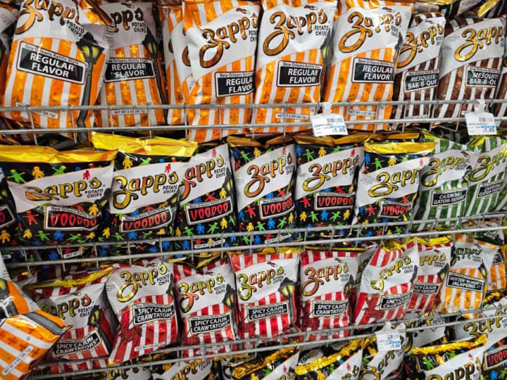 Zapp's Potato Chips on display in a store