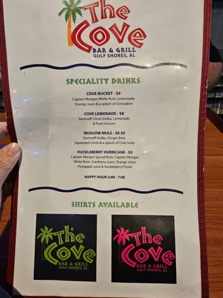 The Cove Specialty Drink Menu