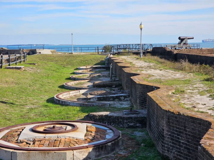 Top of Fort Gaines with cannon pointed out to Mobile Bay