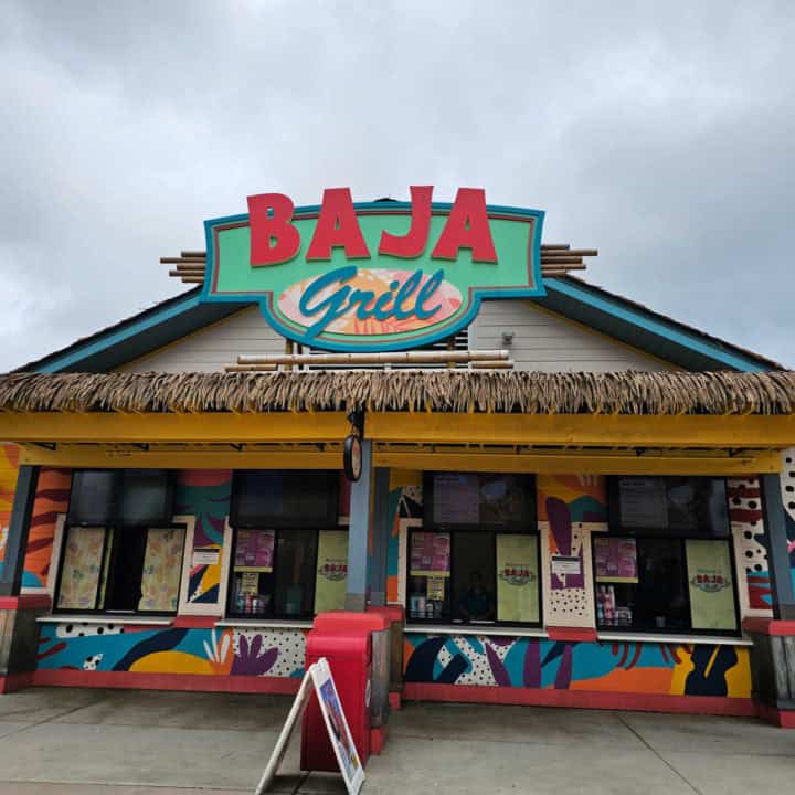 Baja Grill sign above a food stand