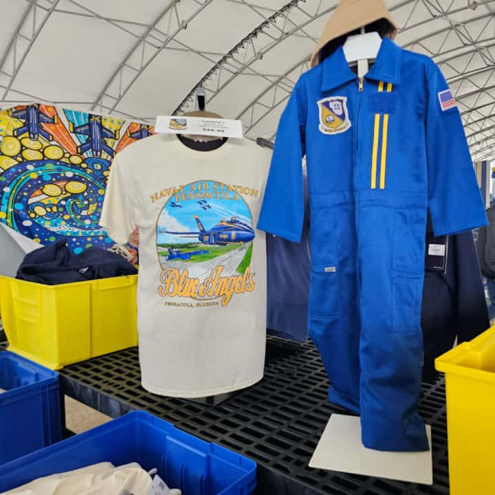 Blue Angels T-shirt and Blue angels flight under a large tent