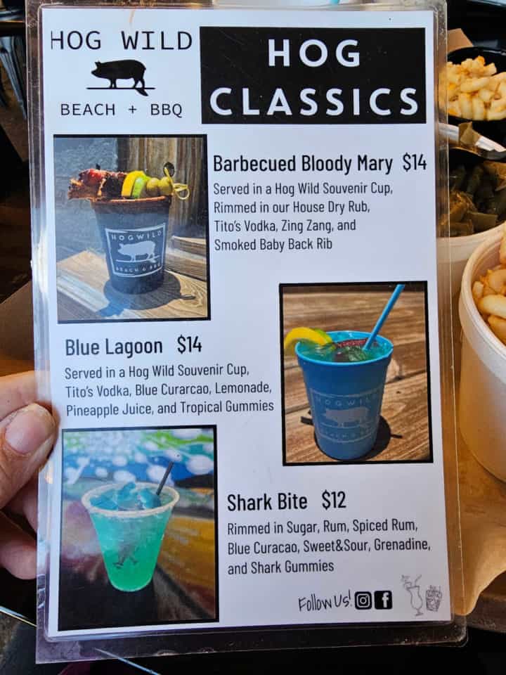 Hog Wild Beach + BBQ Cocktail Menu