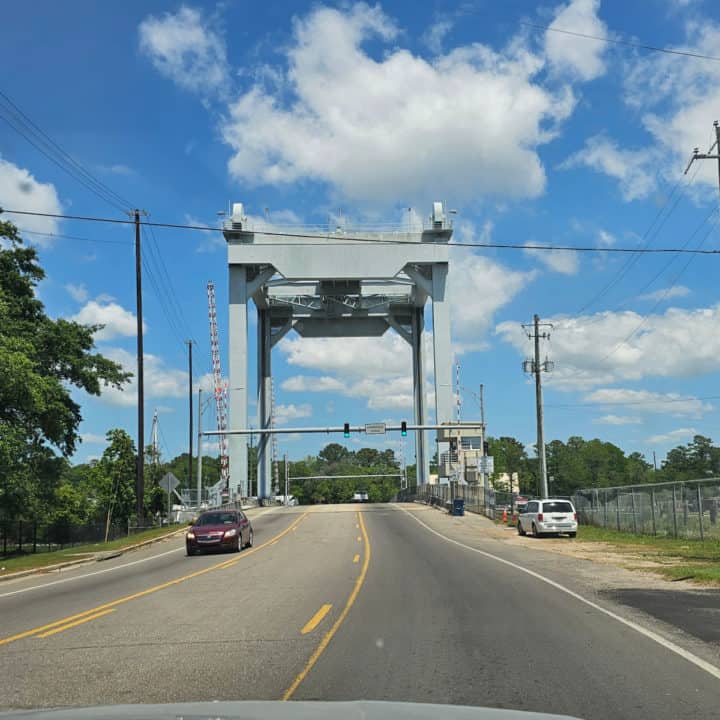 drawbridge with cars going over it