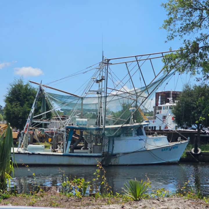 Shrimp boat with nets