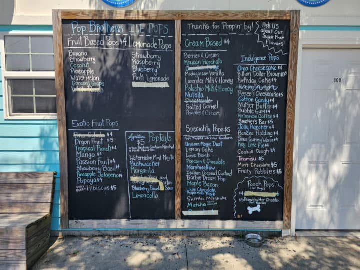 Chalkboard menu with popsicle flavors