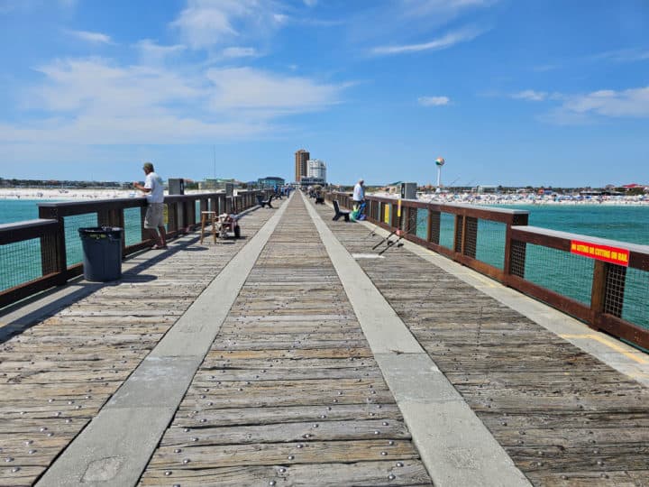 wooden boardwalk down the Pensacola pier