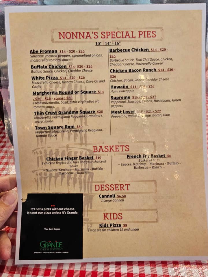 Nonna's Special Pies, Baskets, Desserts and kids menu