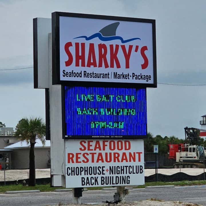 Sharky's Seafood Restaurant Sign 