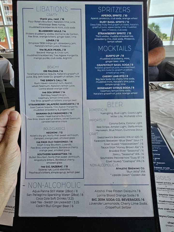 Voyagers cocktail menu and mocktails