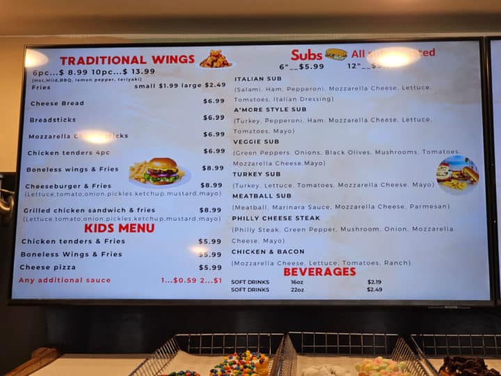 chicken, subs, and drinks menu at Amore Donuts