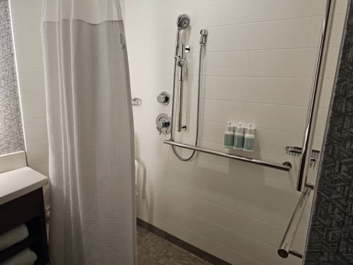 Accessible roll in bathroom shower