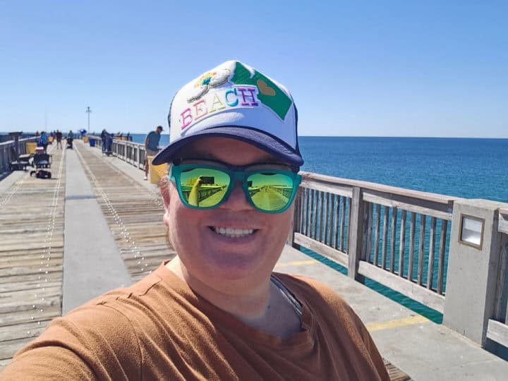 Tammilee smiling on the Russell Field Pier