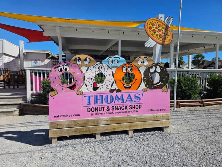 Thomas Donuts cut out sign for photos