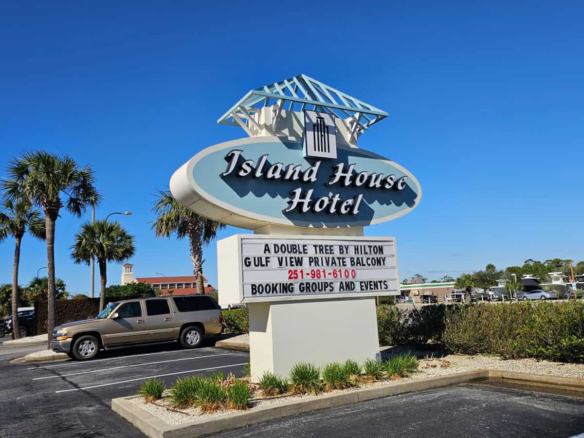 Island House Hotel Sign with double tree by Hilton