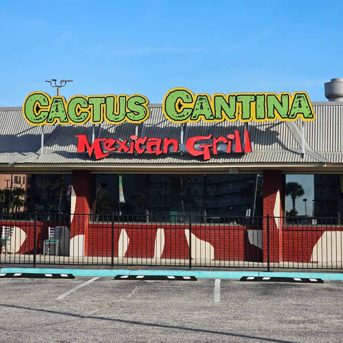 Cactus Cantina Mexican Grill sign above a restaurant