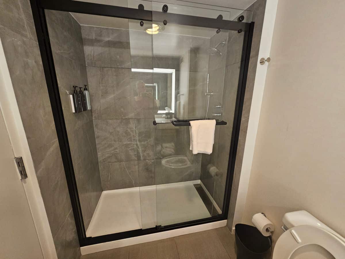 walk in shower with glass doors