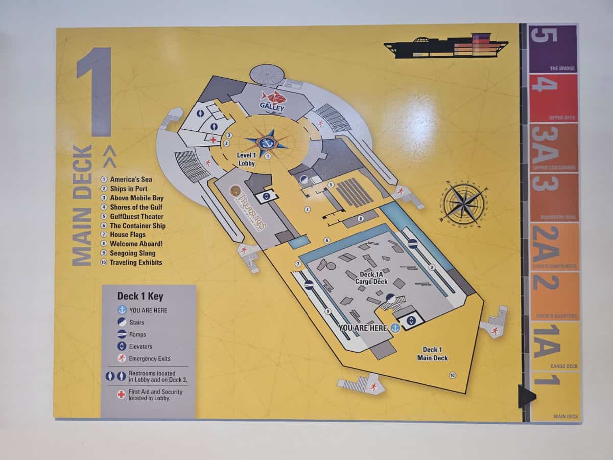 Deck 1 map of National Maritime Museum of the Gulf