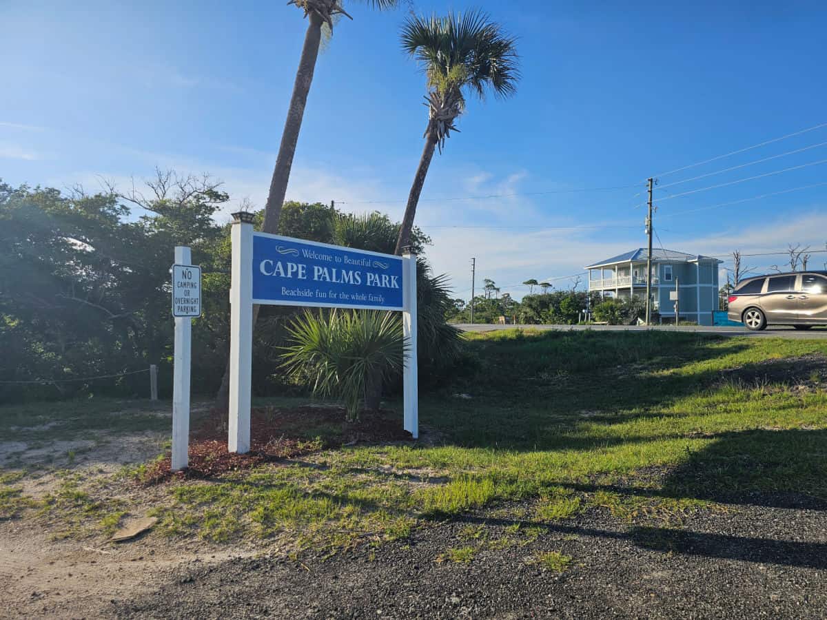 Cape Palms Park Sign with palm trees