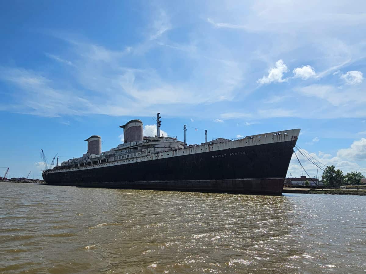 SS United States on the Mobile River