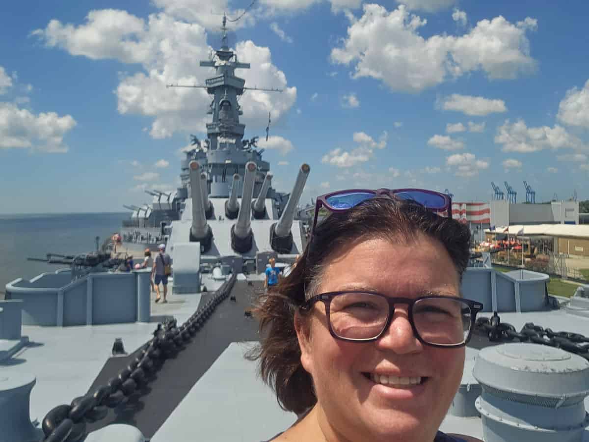 tammilee on the top deck of the USS alabama